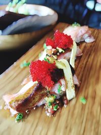 Close-up of sushi on table