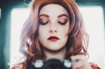 Close-up portrait of a young woman