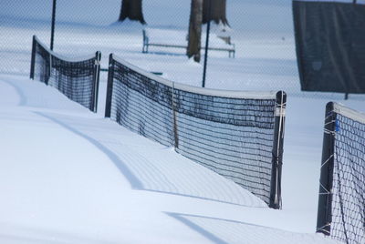 Snow covered built structure in winter