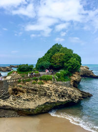 Rocher du basta in biarritz. rocks and atlantic ocean. beautiful coastal walk.basque country. summer