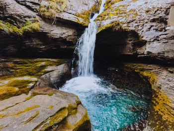 Scenic view of waterfall