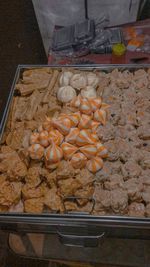 High angle view of food for sale in market