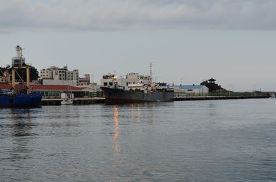 Nautical vessel on sea against sky