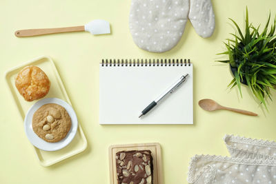 High angle view of food on table