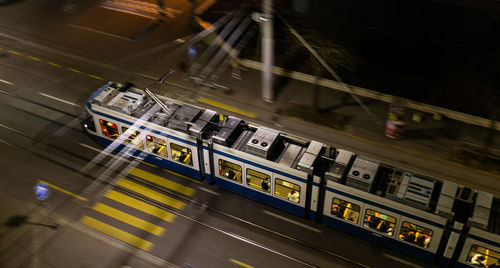 High angle view of traffic on road at night