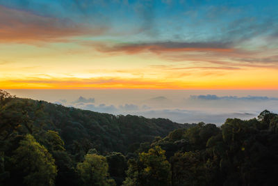 Scenic view of dramatic sky during sunset