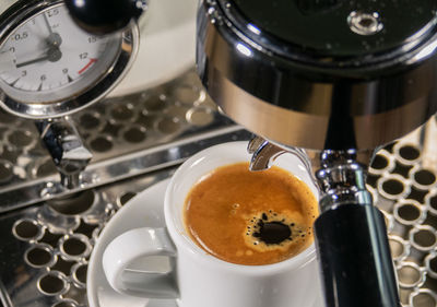 High angle view of coffee cup