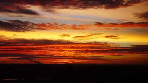 Scenic view of dramatic sky during sunset