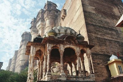 Low angle view of mehrangarh fort against sky