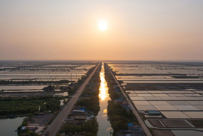 Panoramic view of sea against sky during sunset