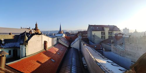 High angle view of townscape against sky