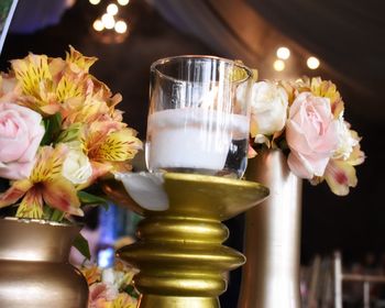 Close-up of roses in vase