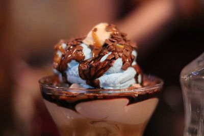 Close-up of ice cream in glass