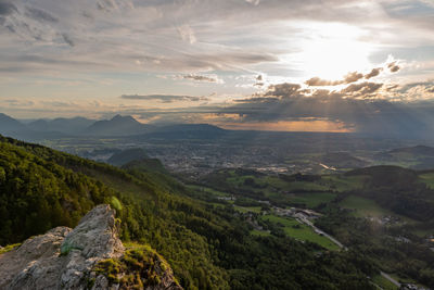 Scenic view of landscape against sky during sunset