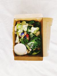 High angle view of food on table