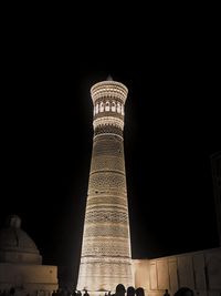 Low angle view of historical building against sky at night