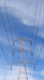 Low angle view of electricity pylon against sky