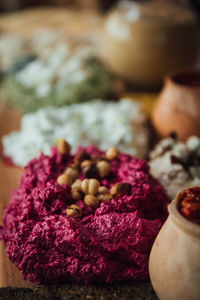 Close-up of food on table