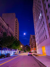 City street and buildings at night