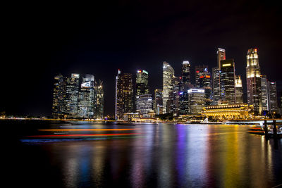 Illuminated city lit up at night