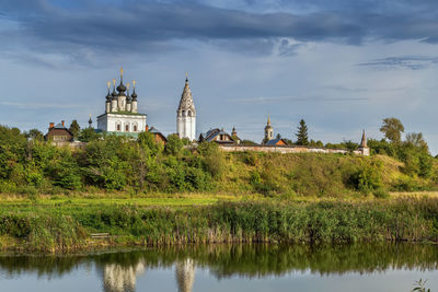 View of st. alexander monastery from kamenka river, suzdal, russia