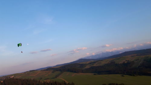 Scenic view of hot air balloon against sky