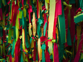 Full frame shot of umbrellas hanging in market