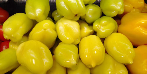 Full frame shot of bell peppers for sale in market
