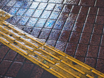 Close-up high angle view of paving stone