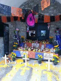Multi colored flowers on wall