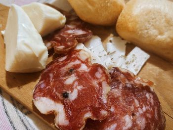 High angle view of breakfast on table