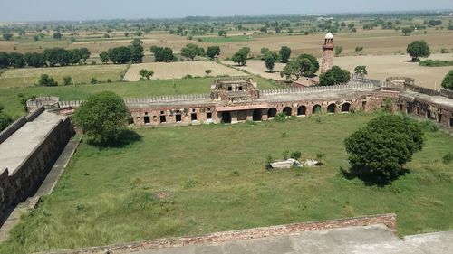 High angle view of historical building