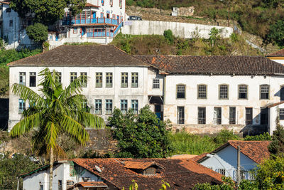 High angle view of old town against buildings