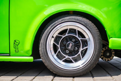 High angle view of vintage car on street