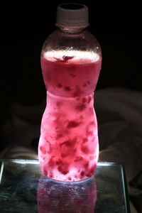 Close-up of water bottle on table