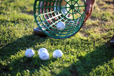 Close-up of ball on grassland