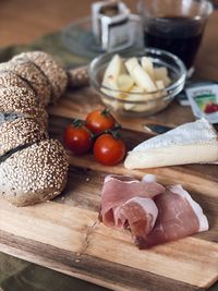 Close-up of food on cutting board