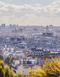 High angle view of townscape against sky