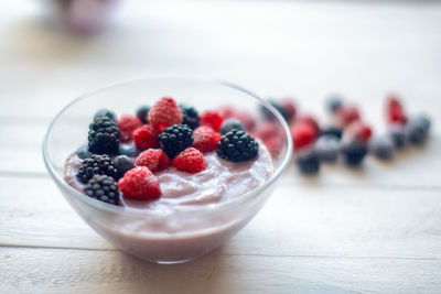 Close-up of strawberries in bowl