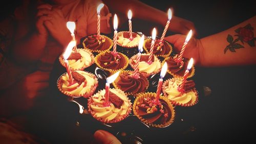 Close-up of illuminated candles