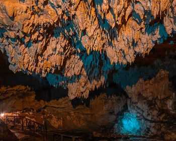 Low angle view of rock formation in cave