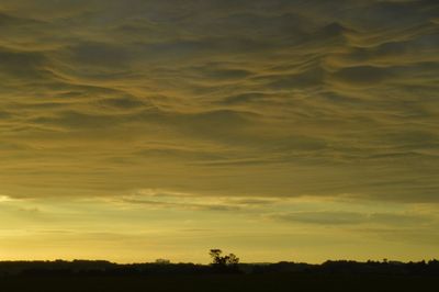 Scenic view of landscape against dramatic sky