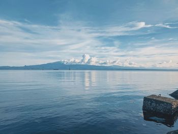 Scenic view of sea against sky during winter