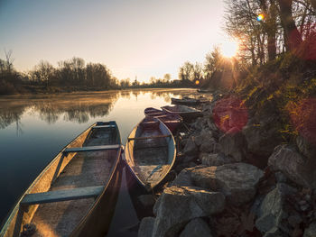 Sunset over calm lake