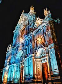 Low angle view of illuminated florence cathedral at night