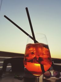 Close-up of wine glass on table