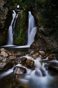 View of waterfall in forest