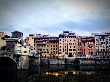 Buildings against cloudy sky