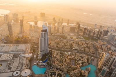 High angle view of buildings in city