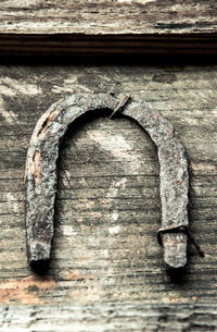 Close-up of rusty wooden plank